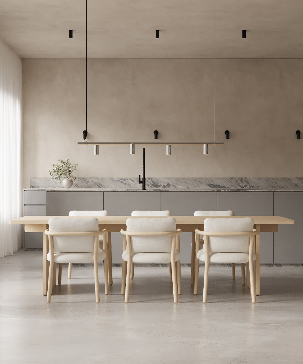 wall, ceiling and pendant lights in kitchen