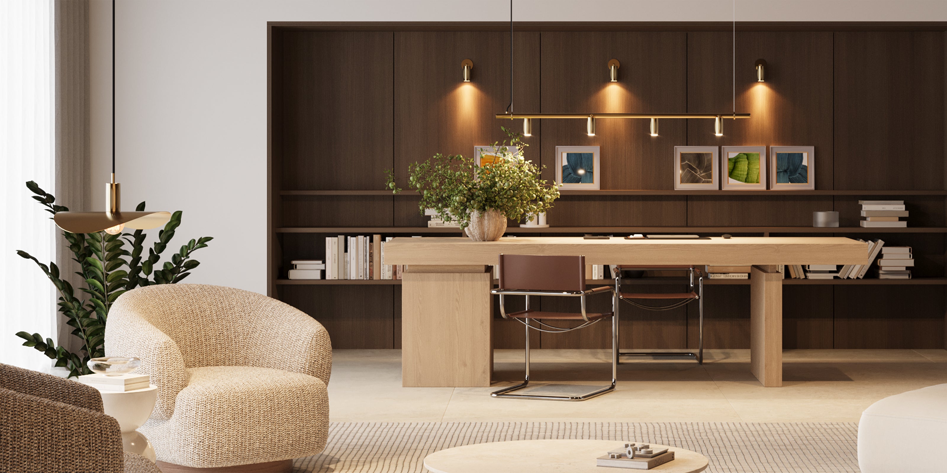 pendant and wall lamps in brass