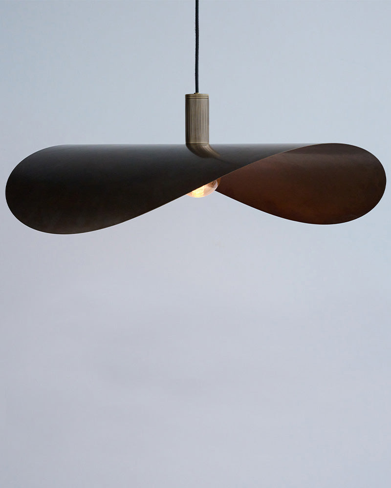 large browned brass pendant lamp