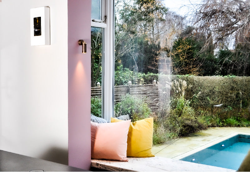 browned brass wall spotlight in the kitchen and swimmingpool