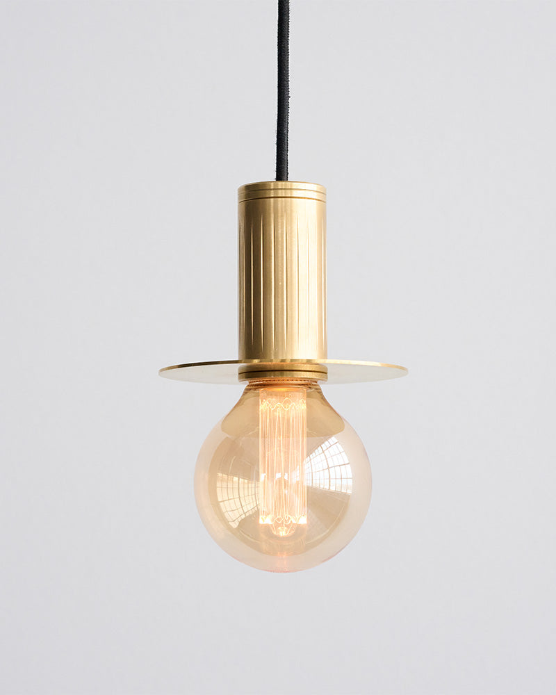 brass pendant lamp with shade and bulb