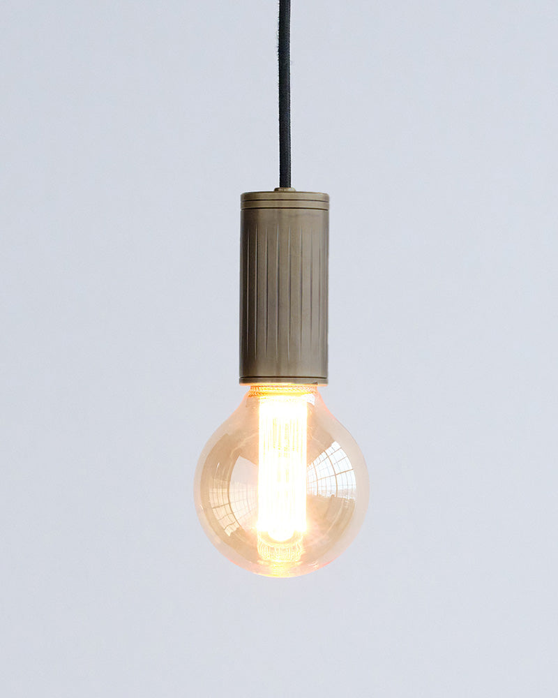 browned brass pendant bulb light