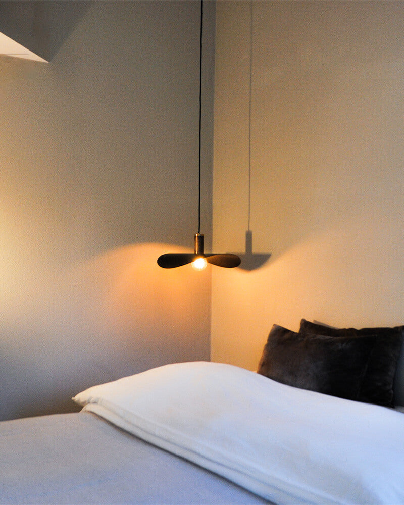 bedroom pendant lamp in browned brass