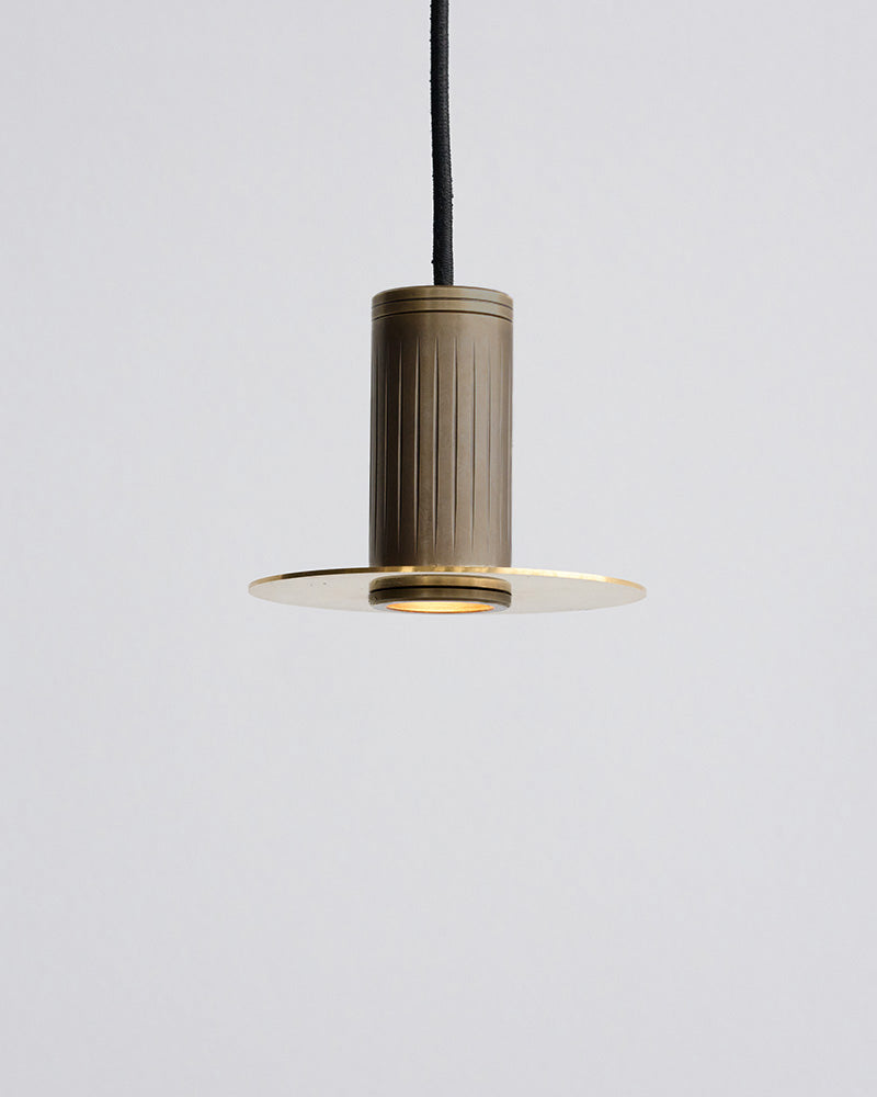 small pendant shade lamp in browned brass