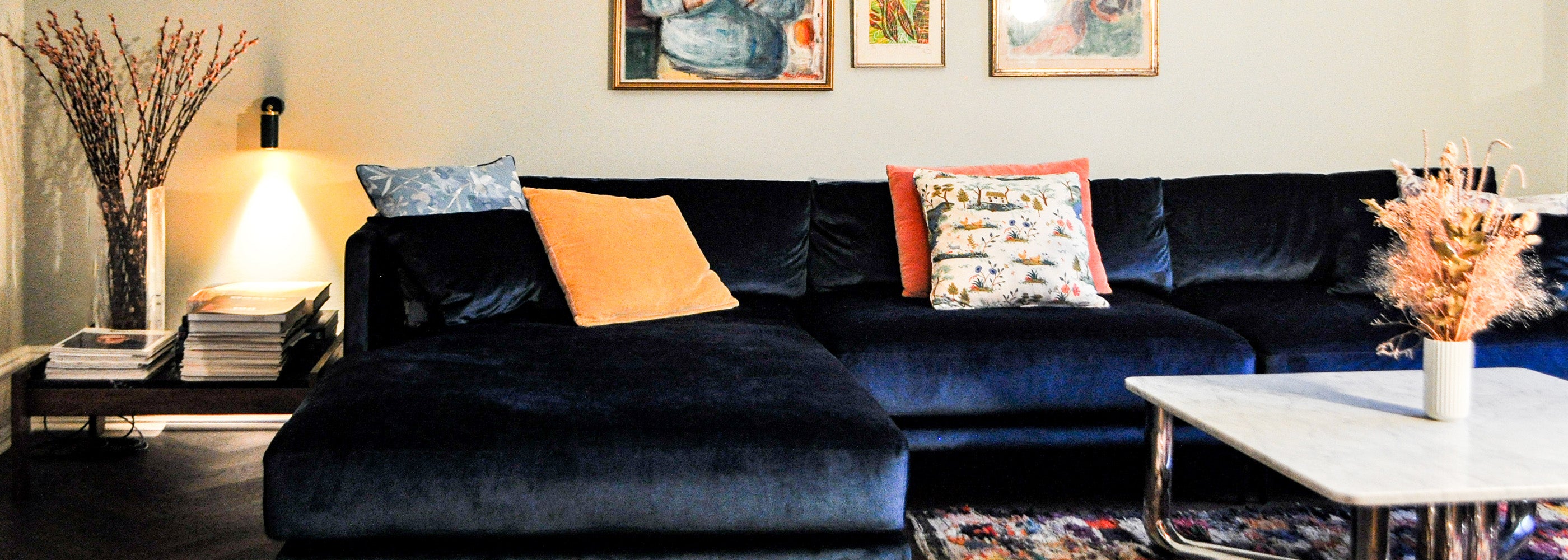 green spotlight hanging on wall in living room